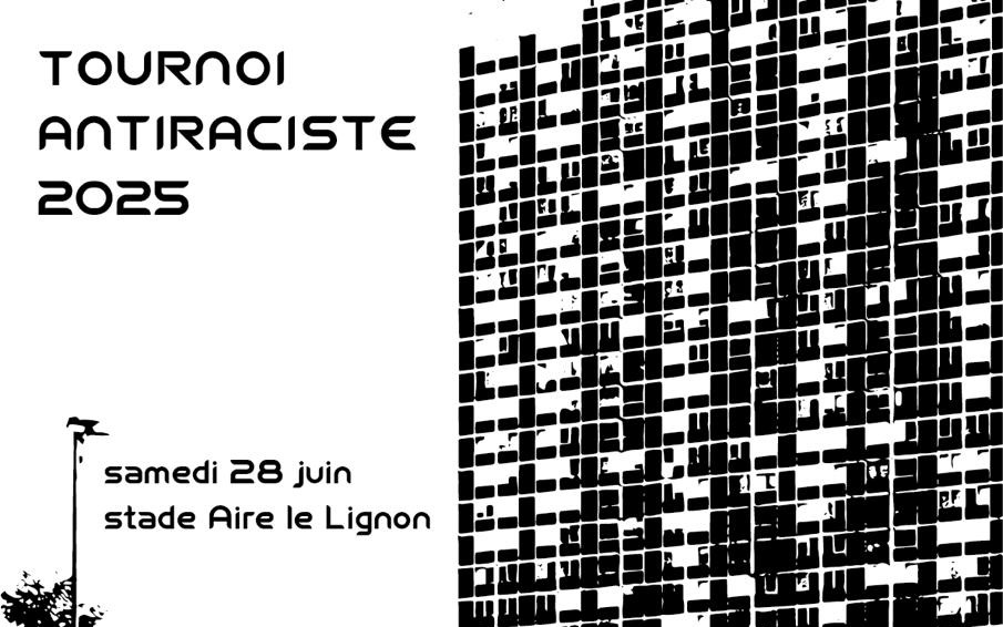 affiche_tournoi_antiraciste dessin de montagnes et de l'eau