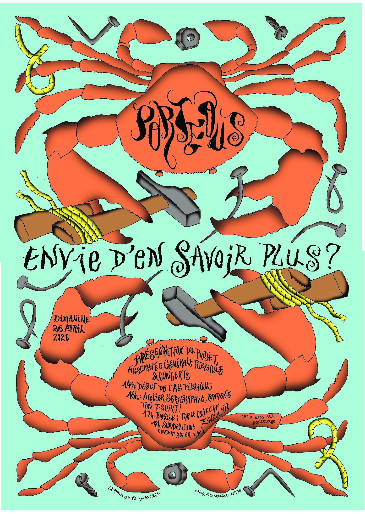 Sans programme fixe, tout est possible : repas, DJ set, jeux, bricolage… Porteous vous invite à investir l’espace, proposer des idées, échanger sur le projet ou simplement profiter.